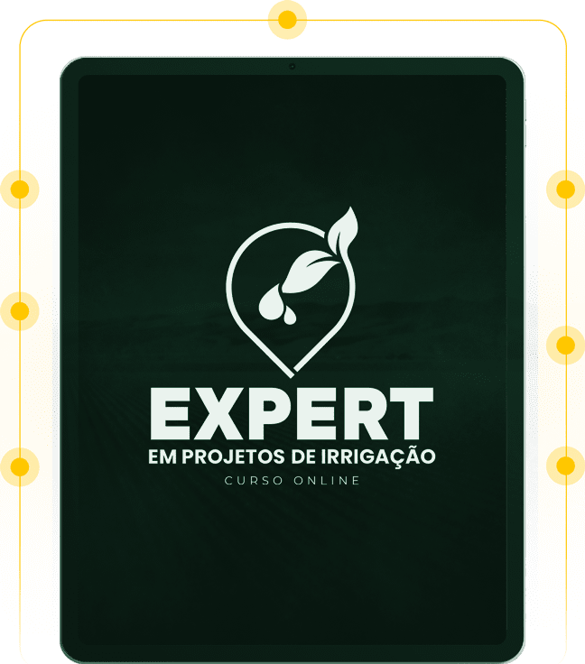 Tablet com a marca Expert em Projetos de Irrigação